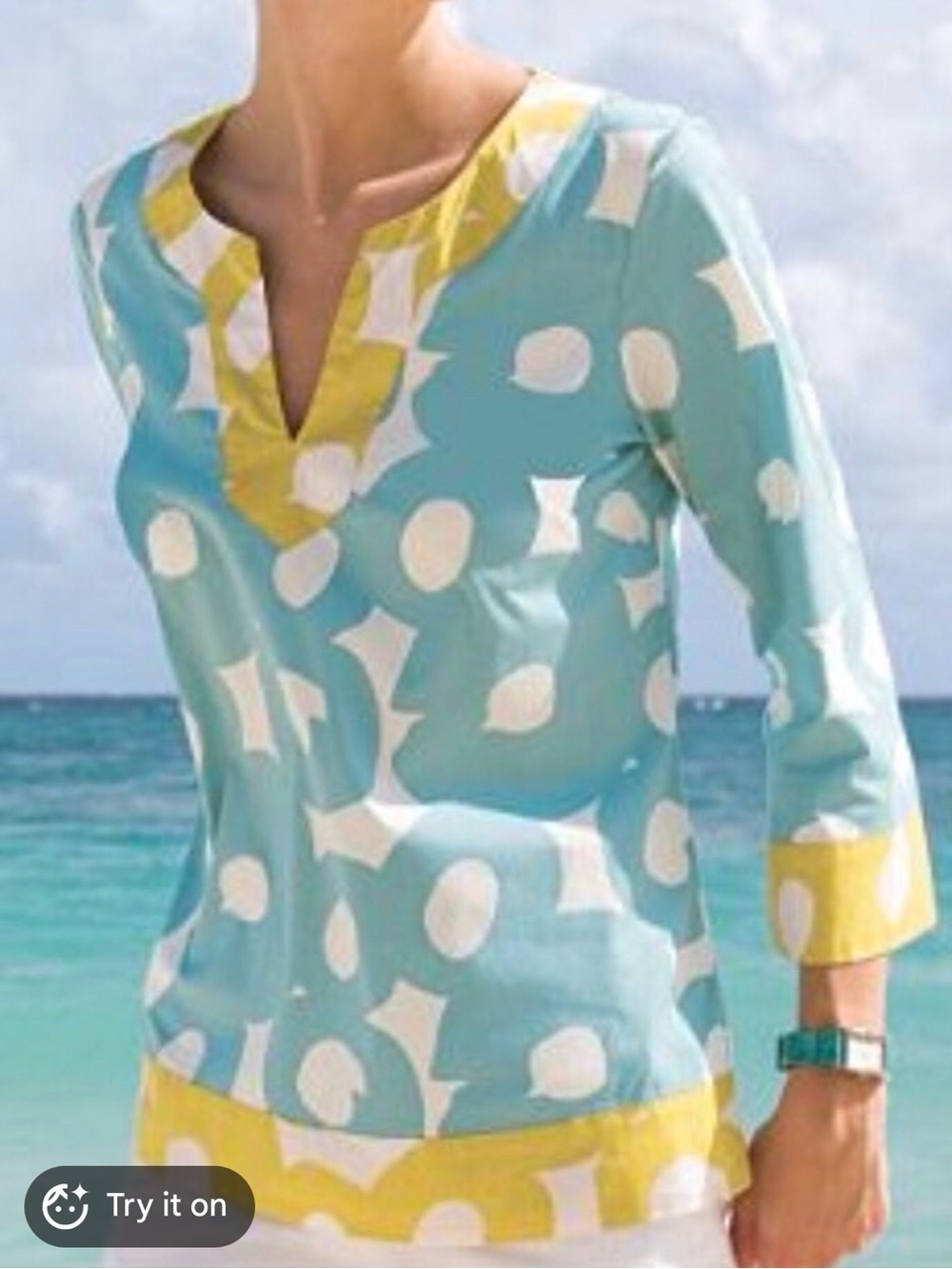 Boden Tunic - Yellow & Blue